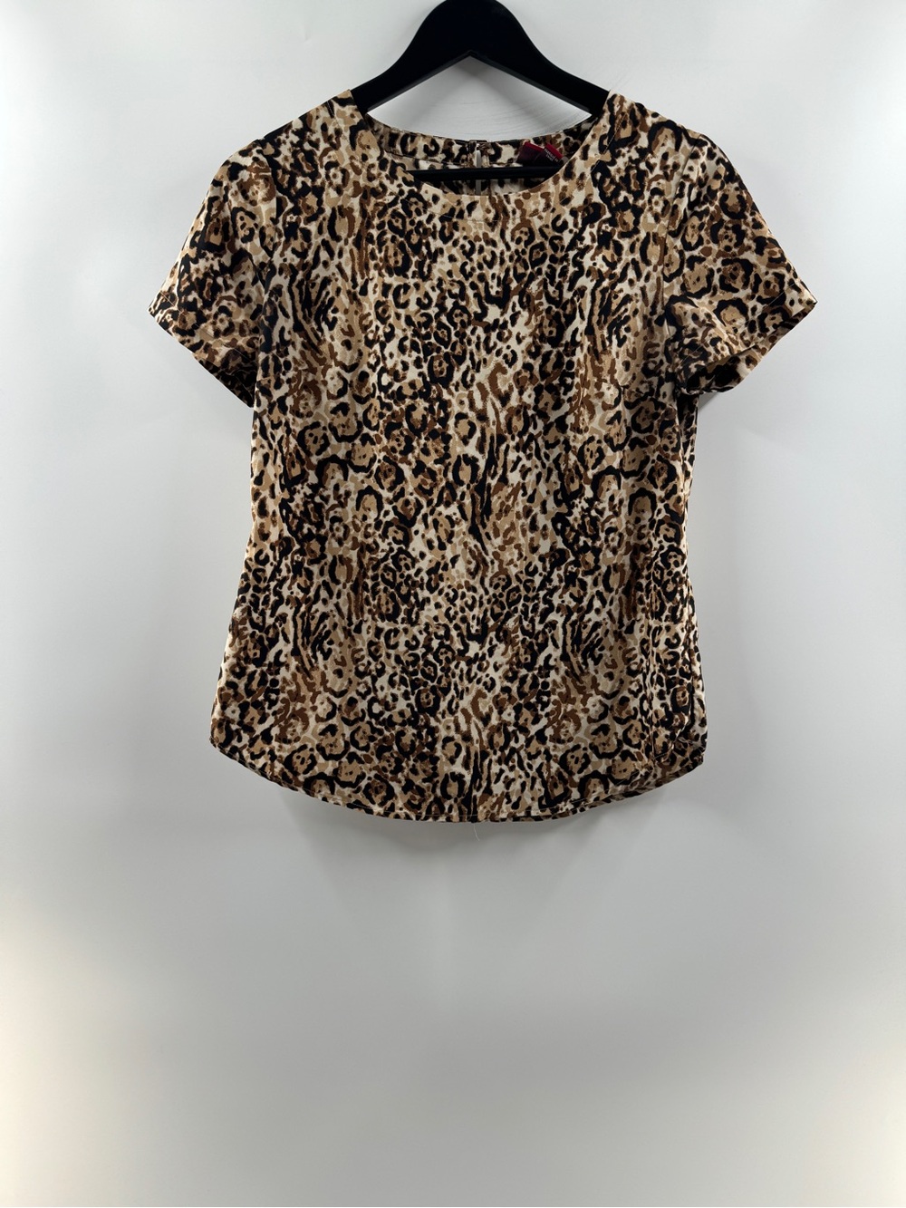 Merona Leopard Print Short Sleeve Top – Women's Small 100% Polyester
